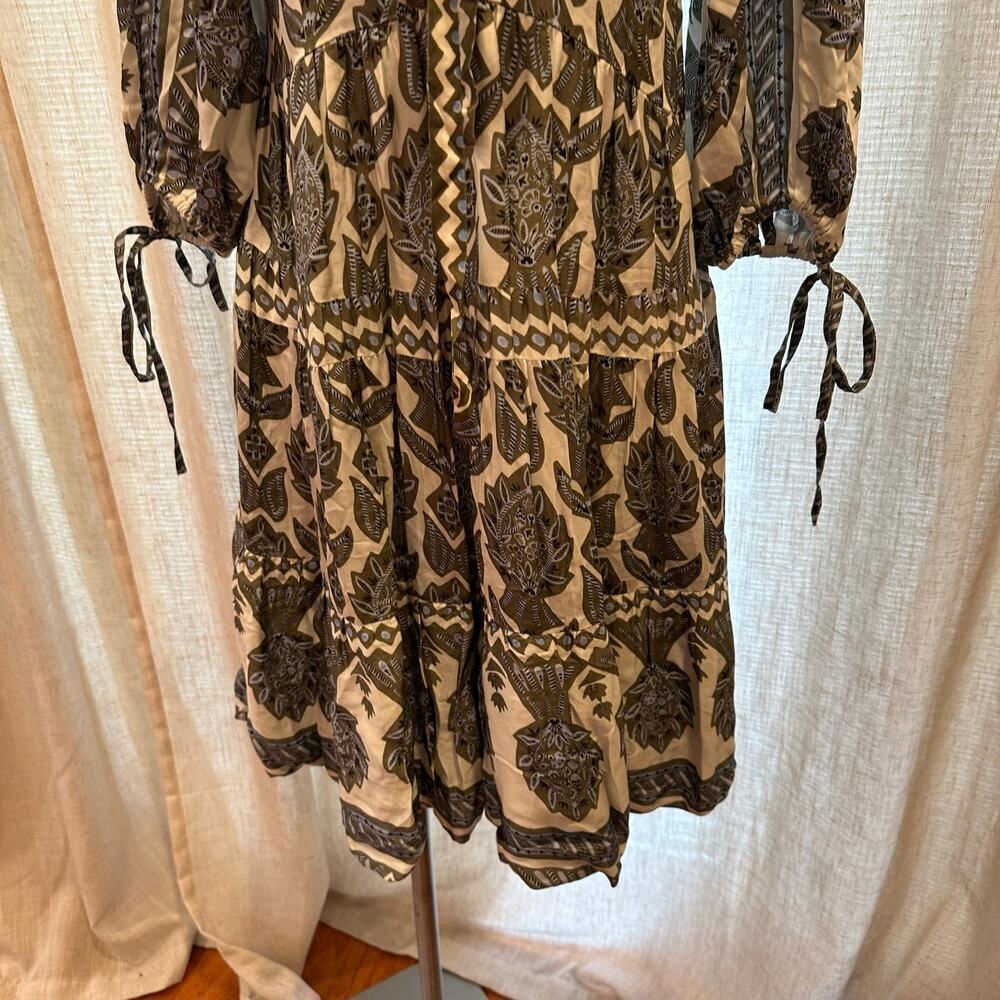Omika Paisley Boho Mini Dress V Neck 3/4 Sleeve Pockets Size S - Picture 5 of 7